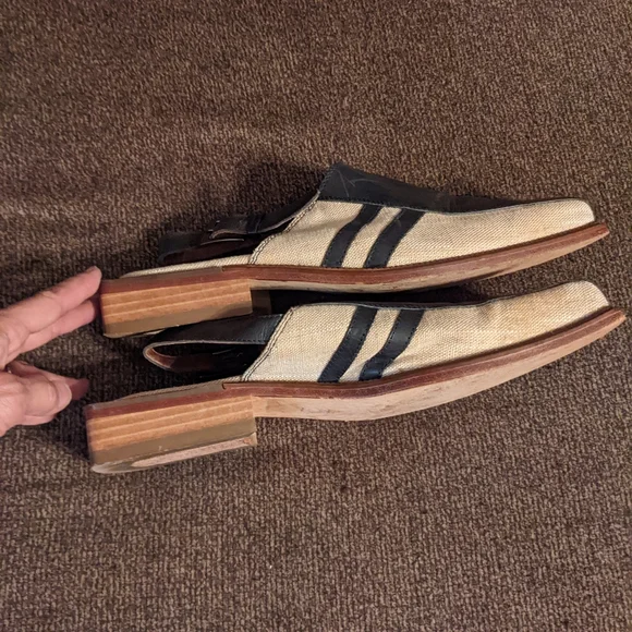 Ultra Miami chic men's linen and leather strap mules by Fratelli - Picture 4 of 11